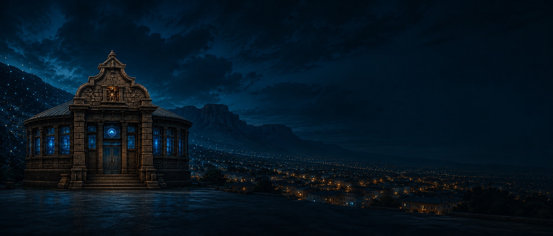 The AIKIBO control centre overlooking a South African city at night